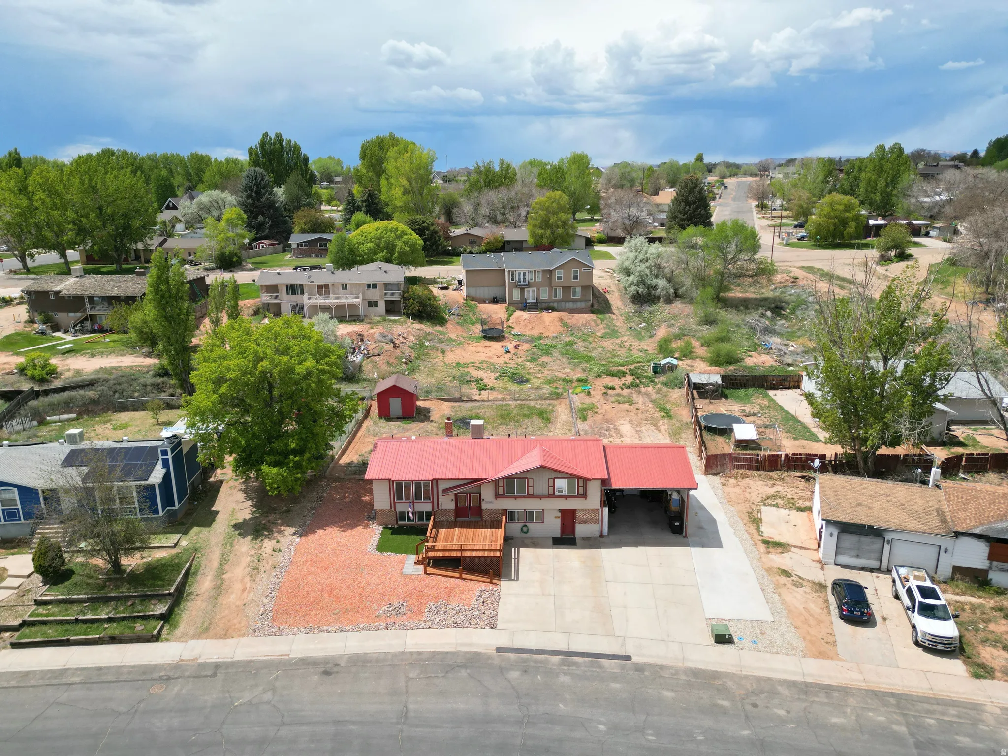 Aerial perspective of suburban area
