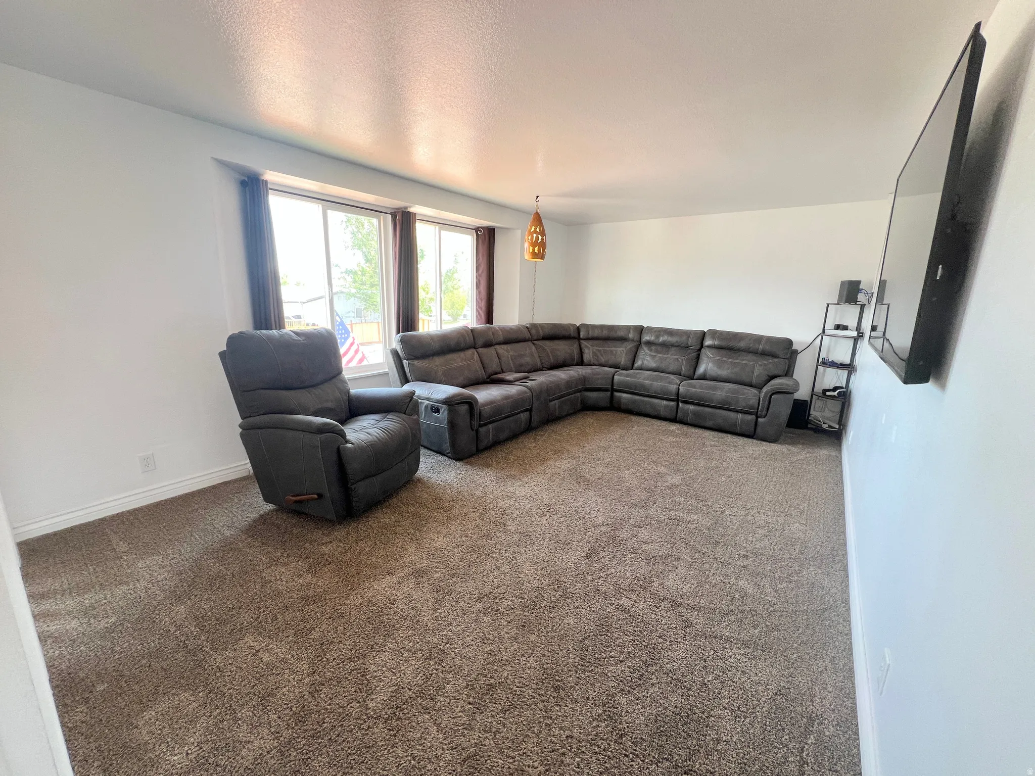 Living room featuring carpet flooring