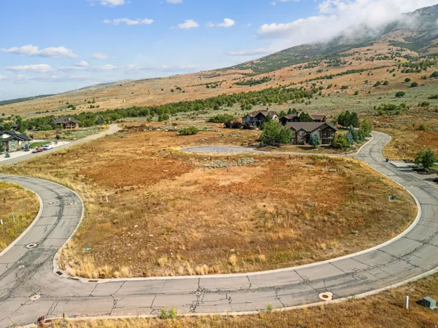 Aerial view of sparsely populated area featuring a mountainous background