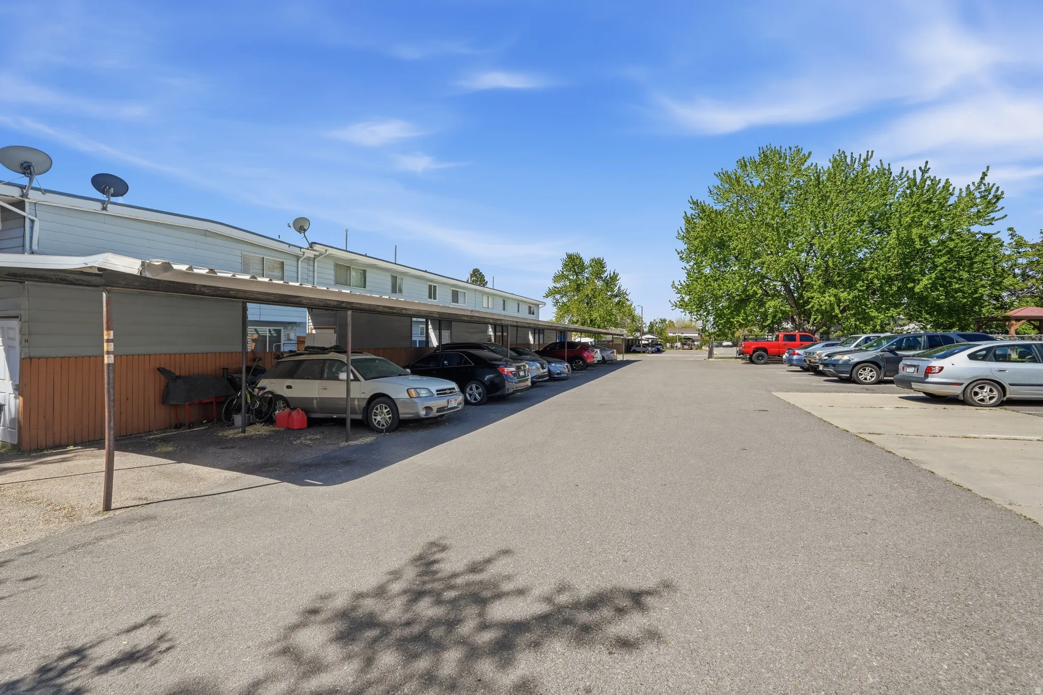 View of covered parking lot