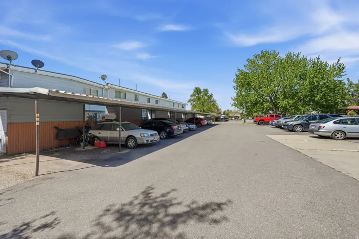 View of covered parking lot