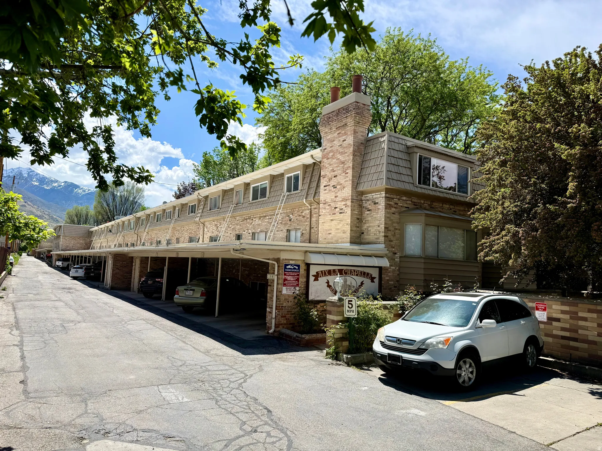View of building exterior featuring a mountain view