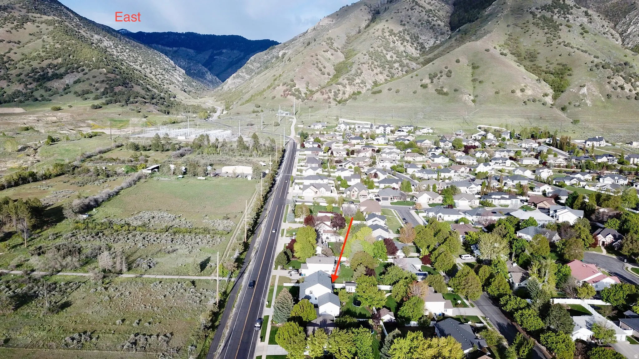 Suburban neighborhood setting with established street infrastructure and mature trees