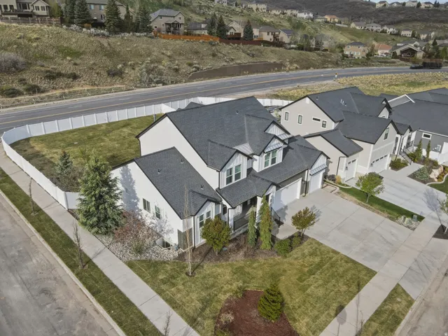 Aerial perspective of suburban area