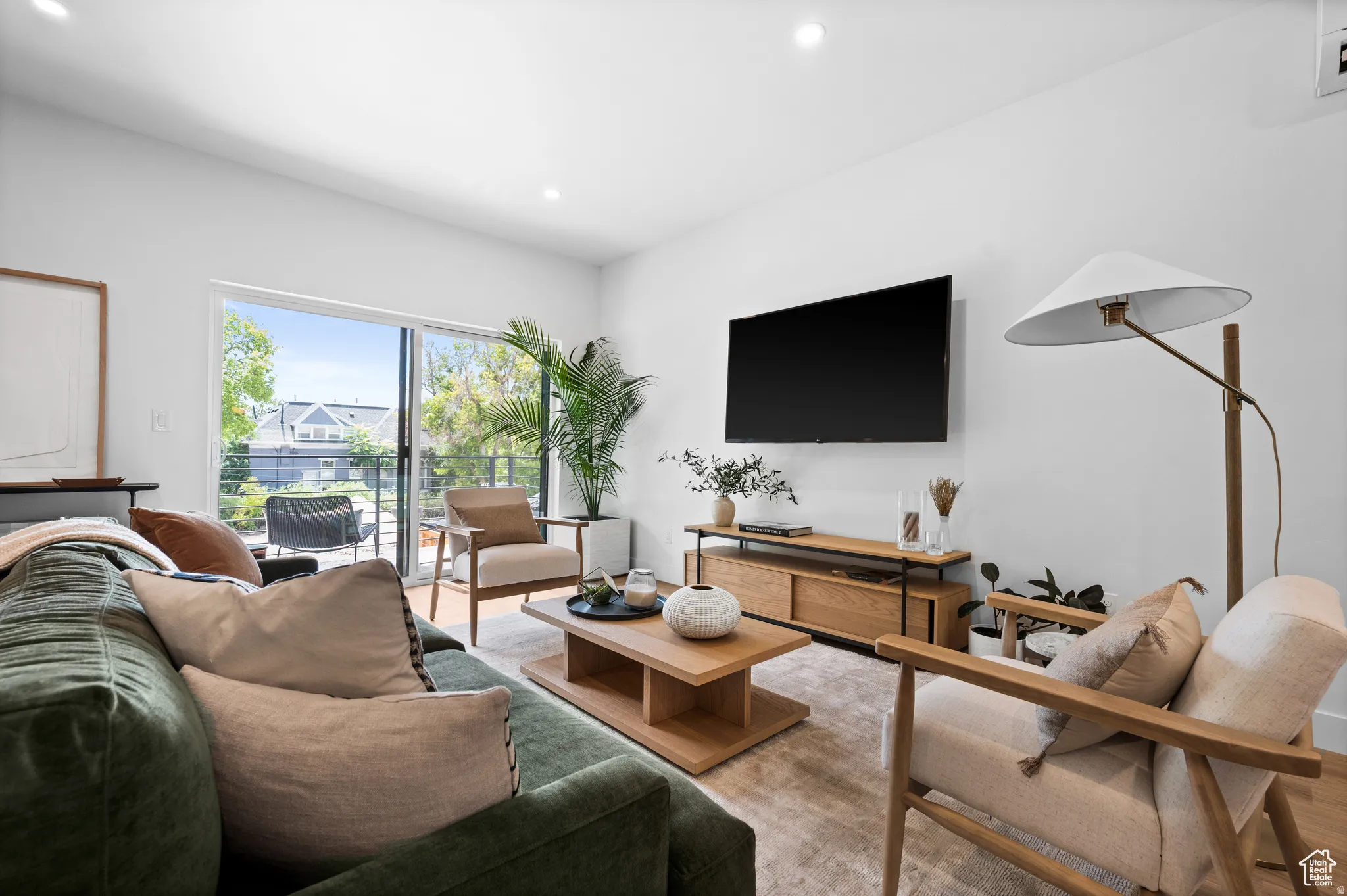 Living room featuring recessed lighting and wood finished floors