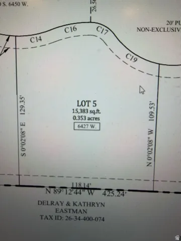 Survey Plat. Illustrating the property's boundaries, dimensions, and ownership details