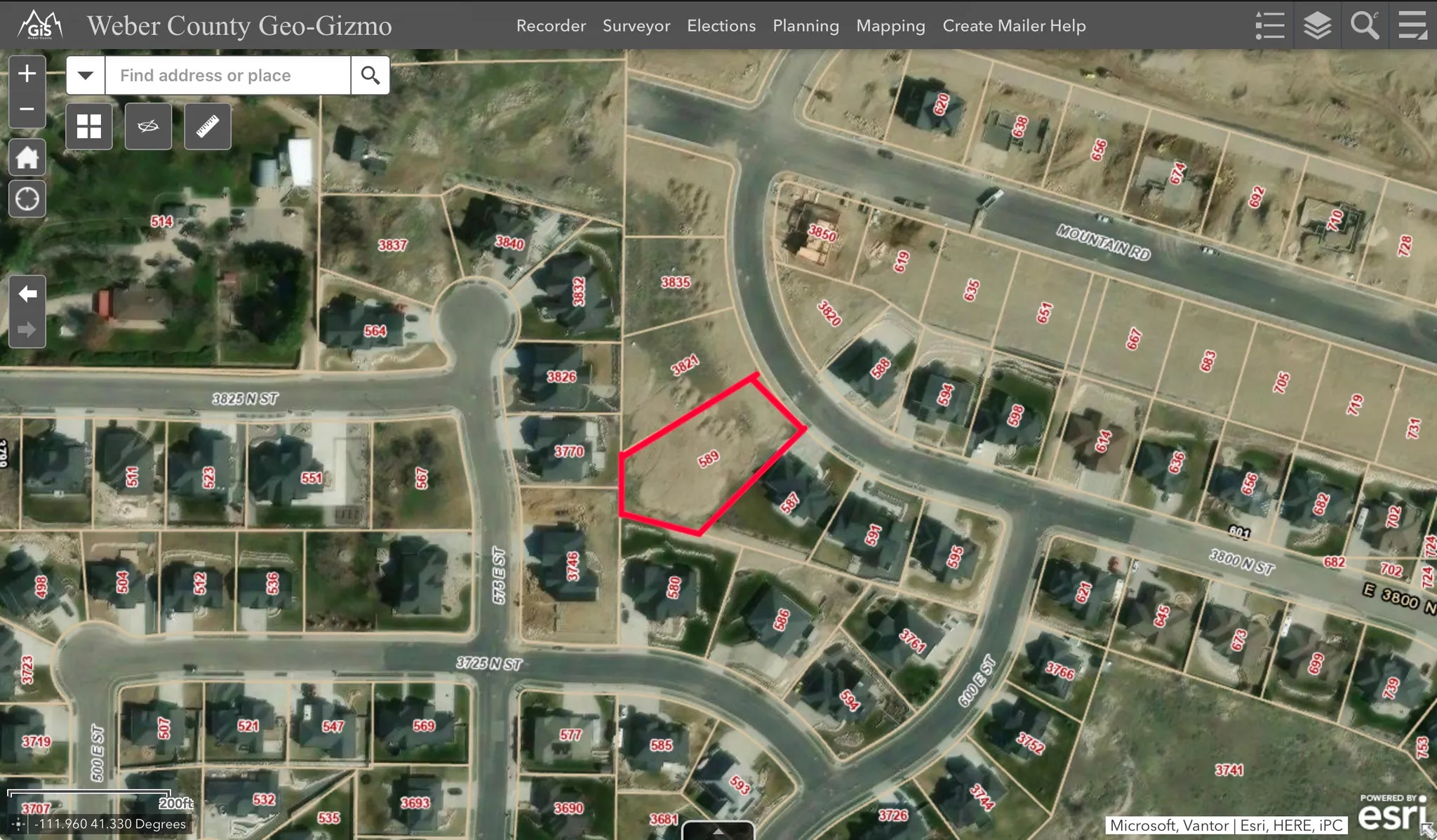 Aerial view of property's location