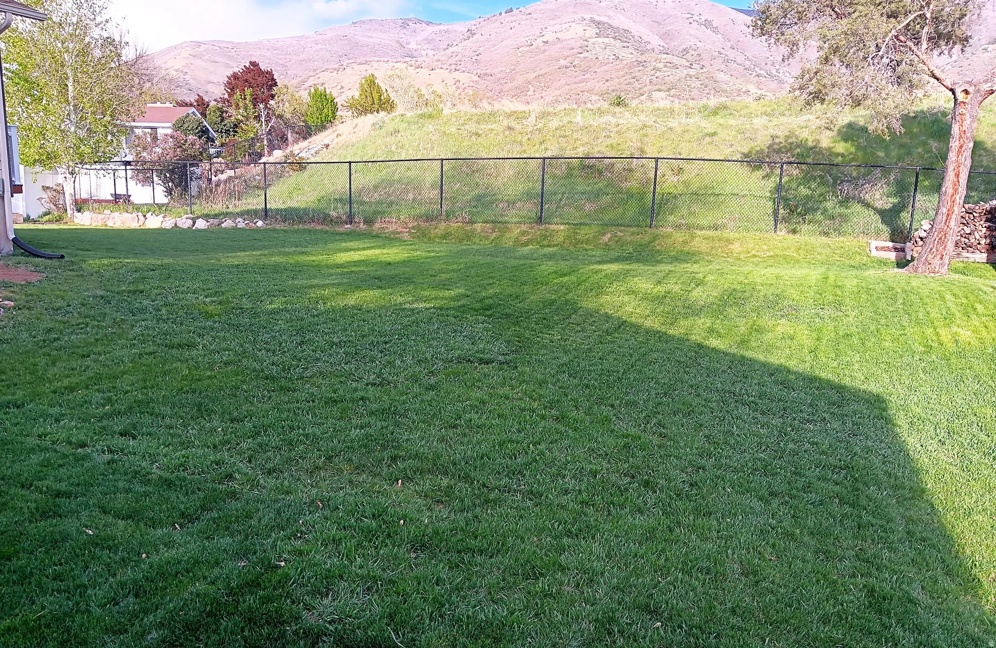 View of yard with a mountain view