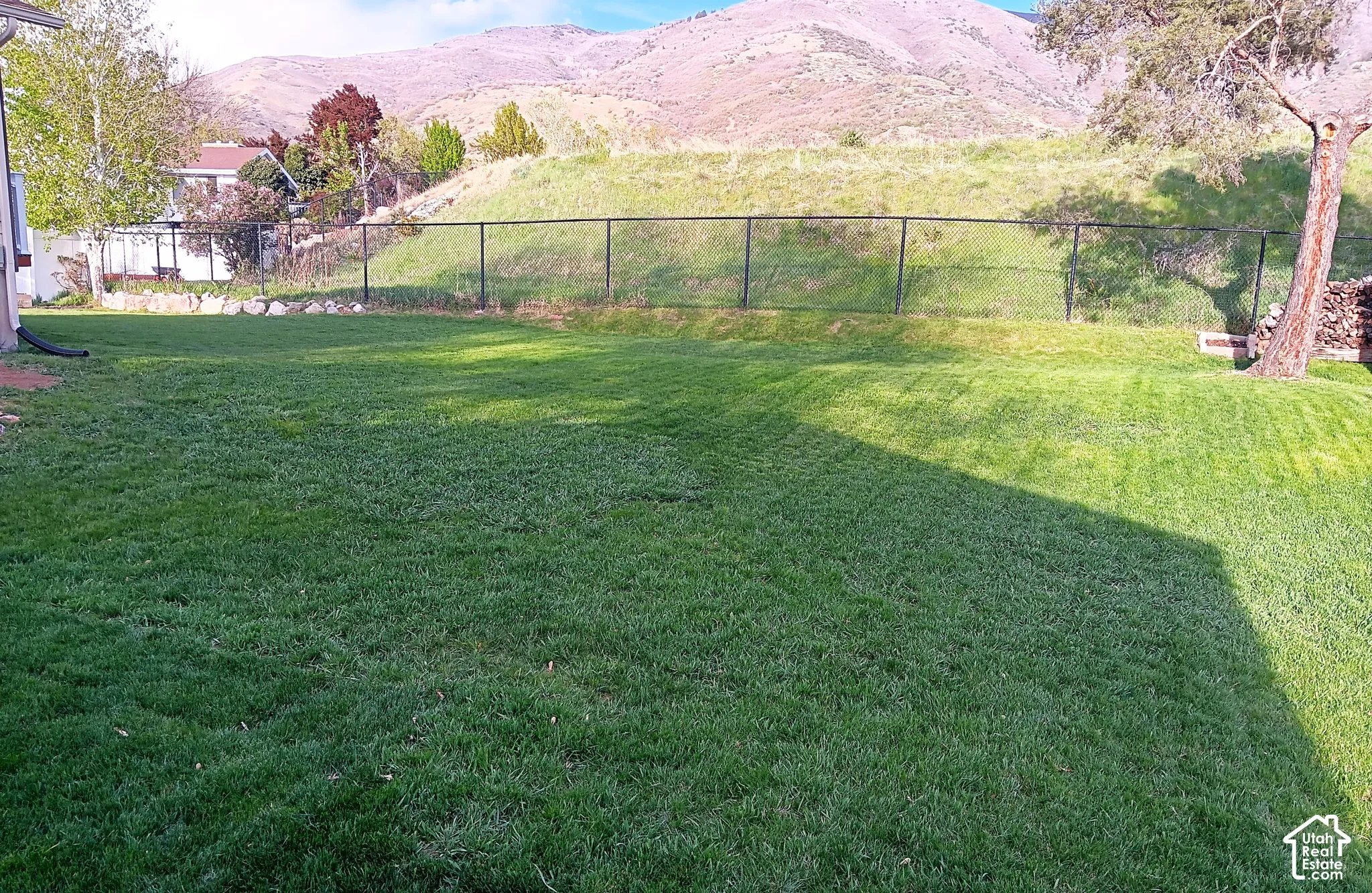 View of yard with a mountain view