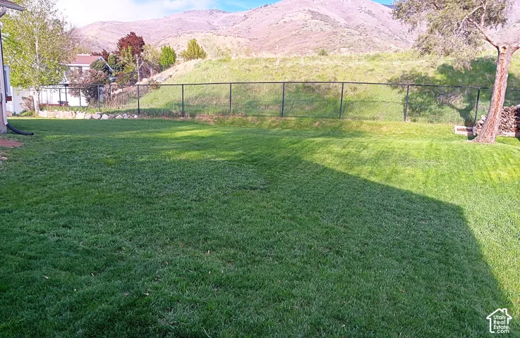 View of yard with a mountain view