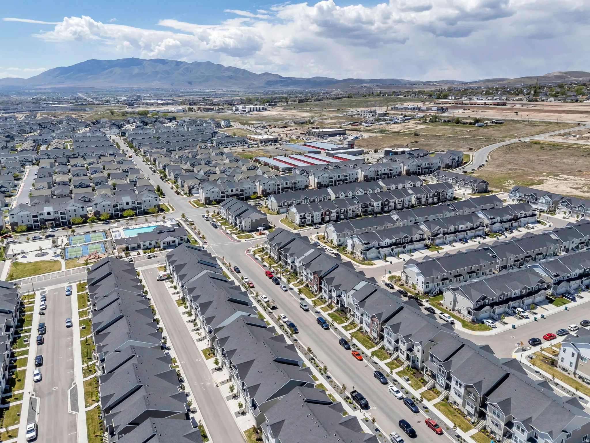 Aerial perspective of a contemporary residential development