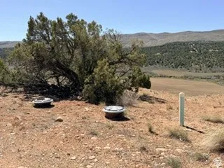 View of yard with a mountain view