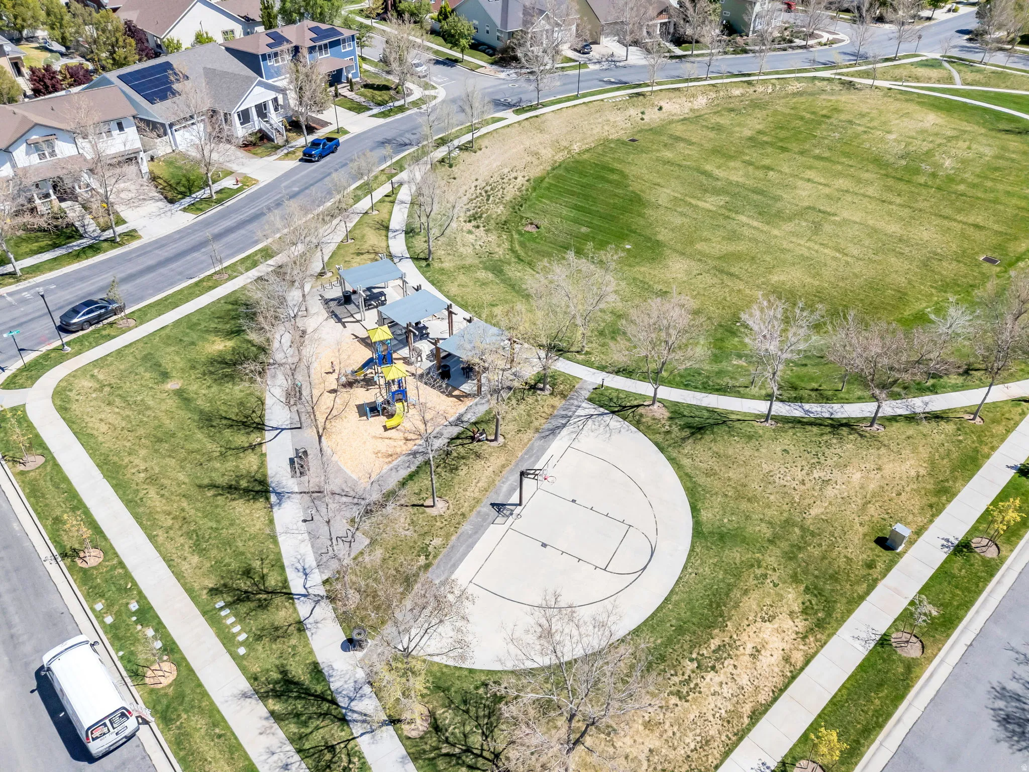 Aerial view of residential area