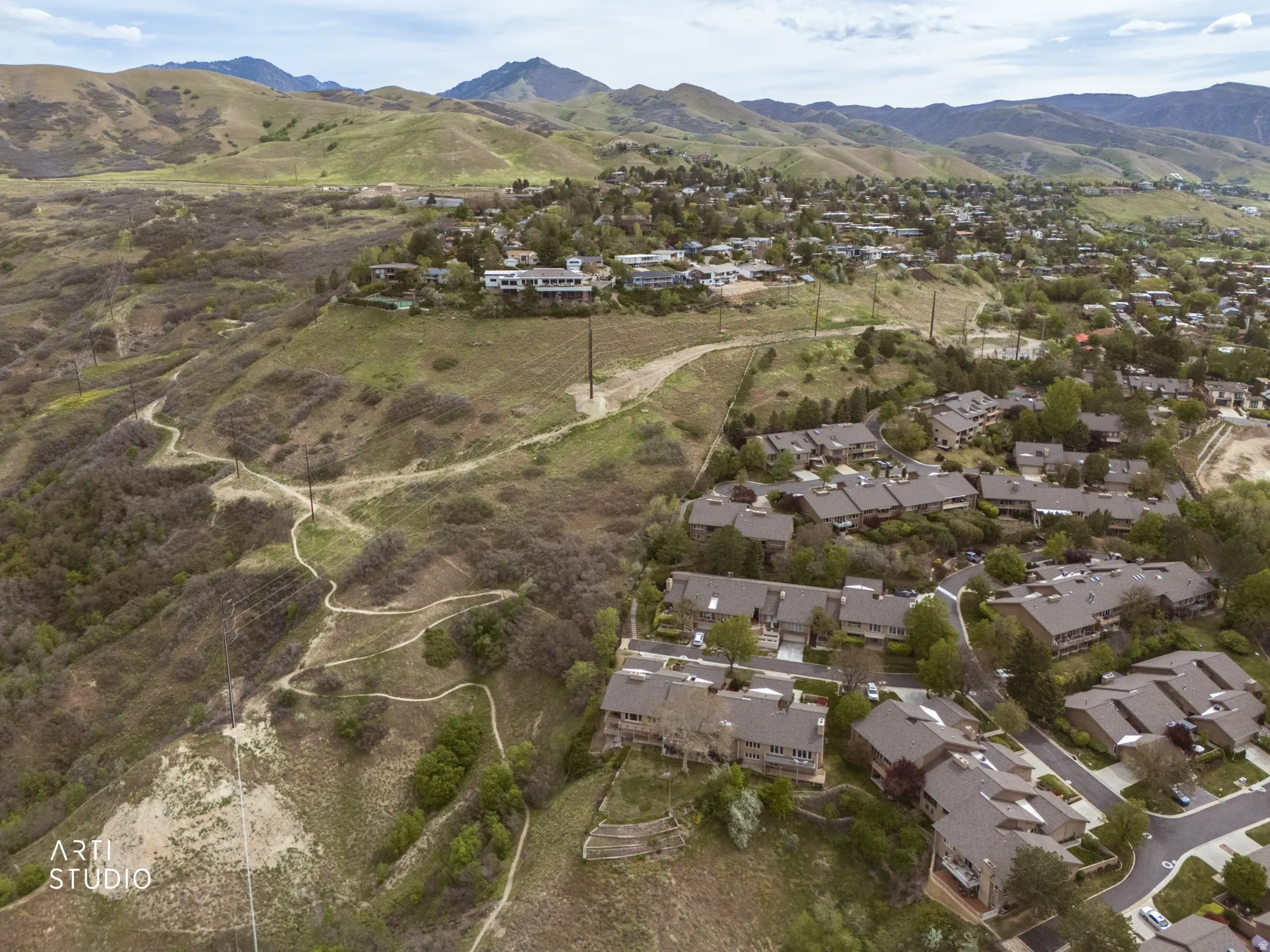 Aerial view of community featuring trails in City Creek Canyon