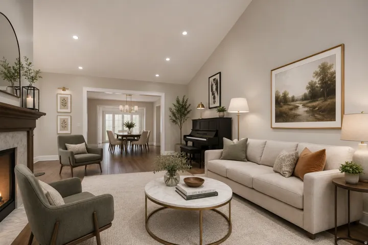 Virtually staging showing potential updating to colors and lighting.