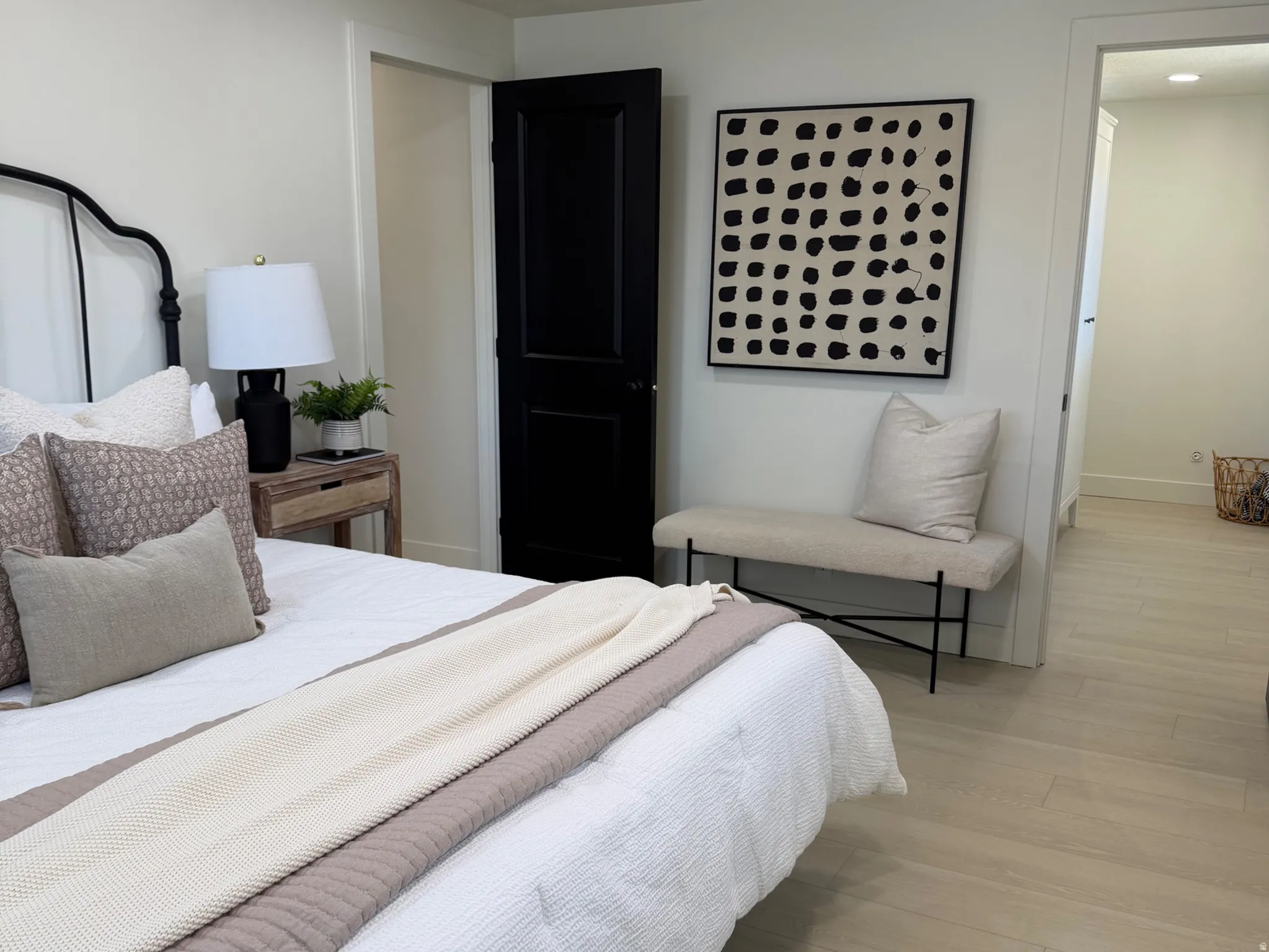 Bedroom featuring light wood finished floors and recessed lighting