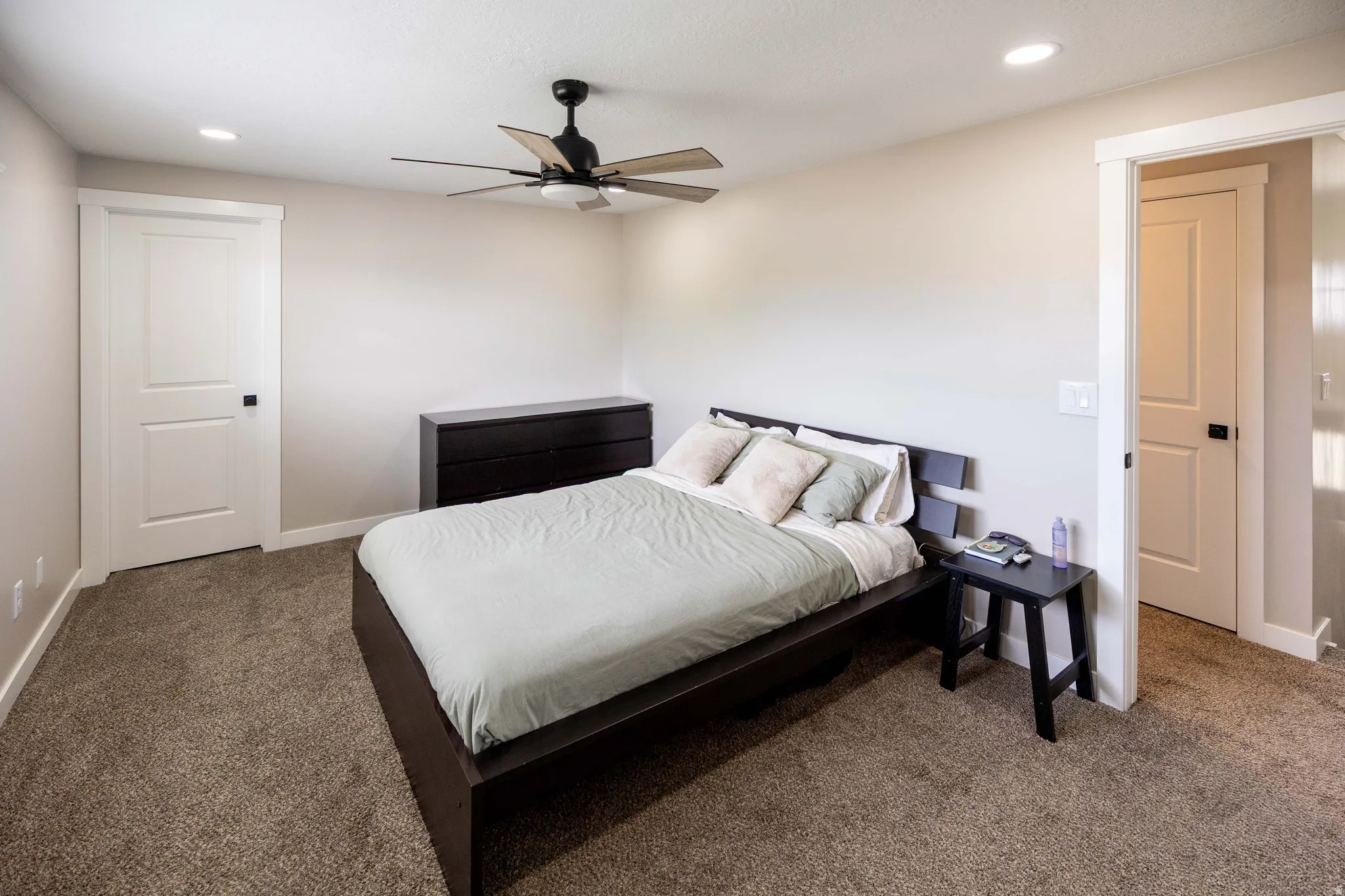 Master Bedroom with recessed lighting  and ceiling fan
