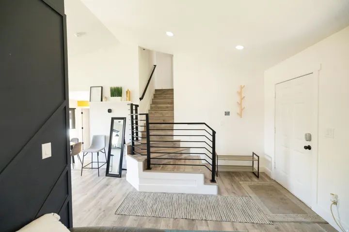 Foyer entrance featuring light wood-type flooring and recessed lighting
