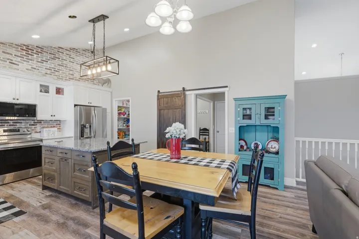 Open-concept living space with vaulted ceilings