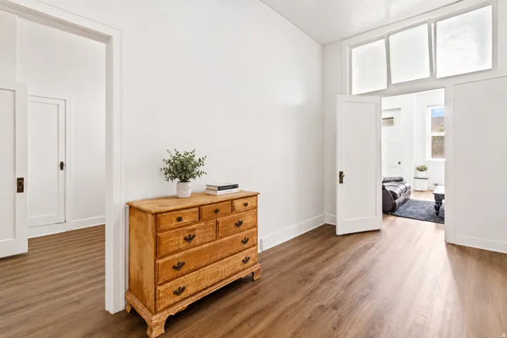 Wood-finish flooring throughout