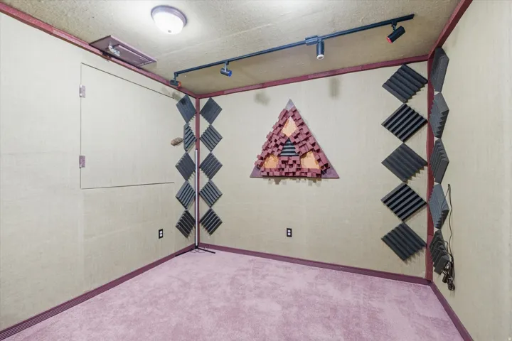 Specialized room featuring acoustic paneling on walls