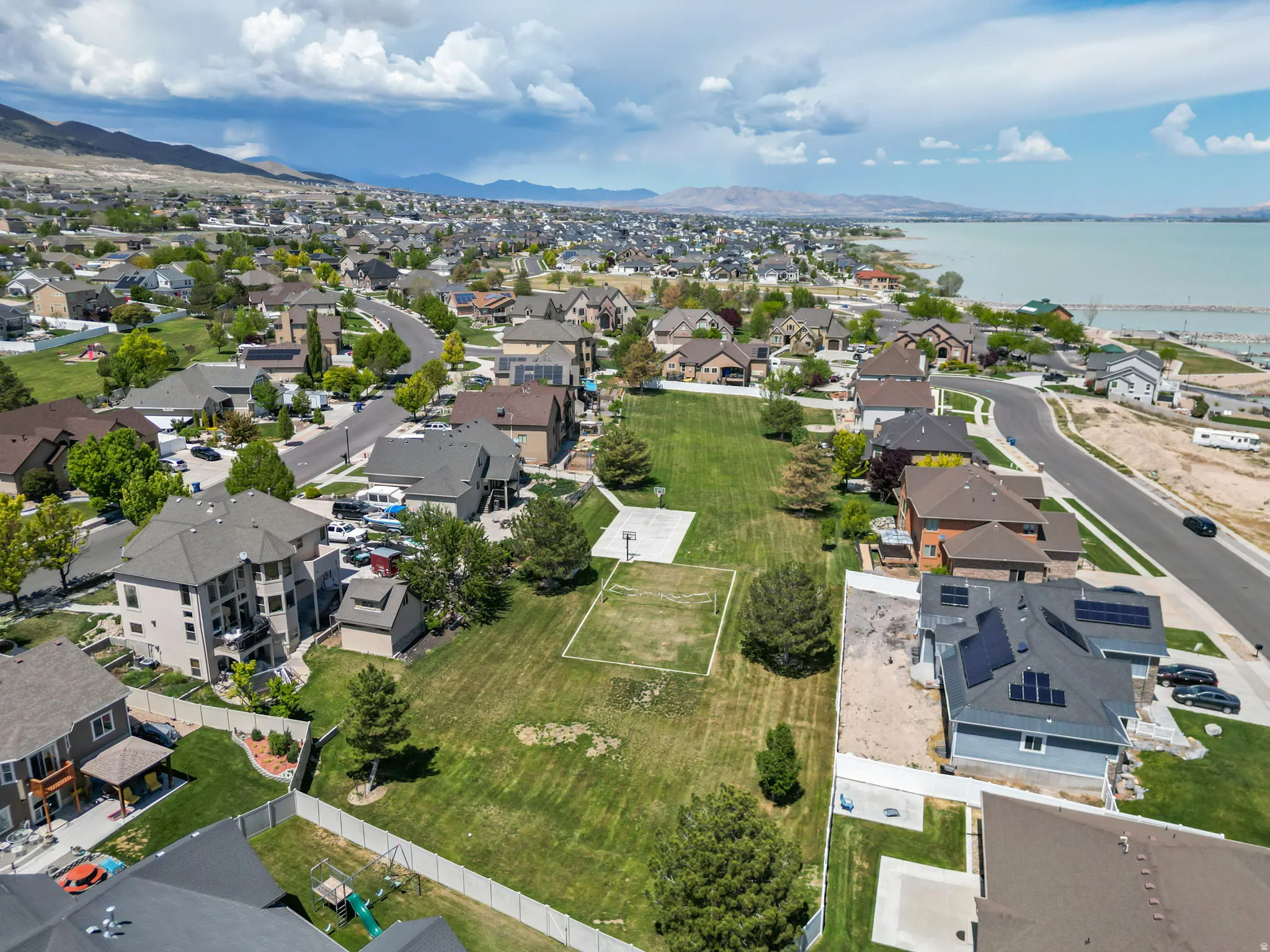 Aerial perspective of a community park
