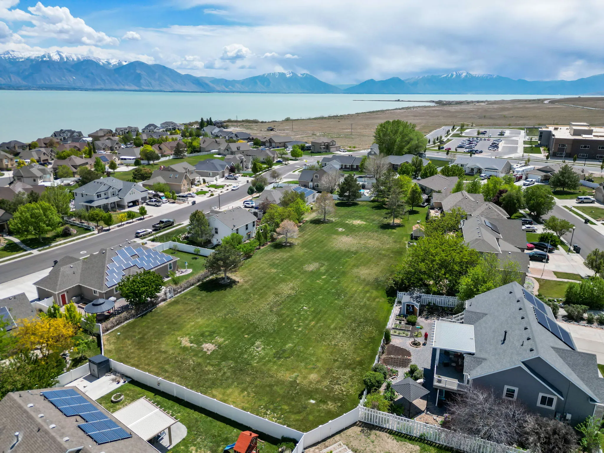 Aerial perspective of a community park
