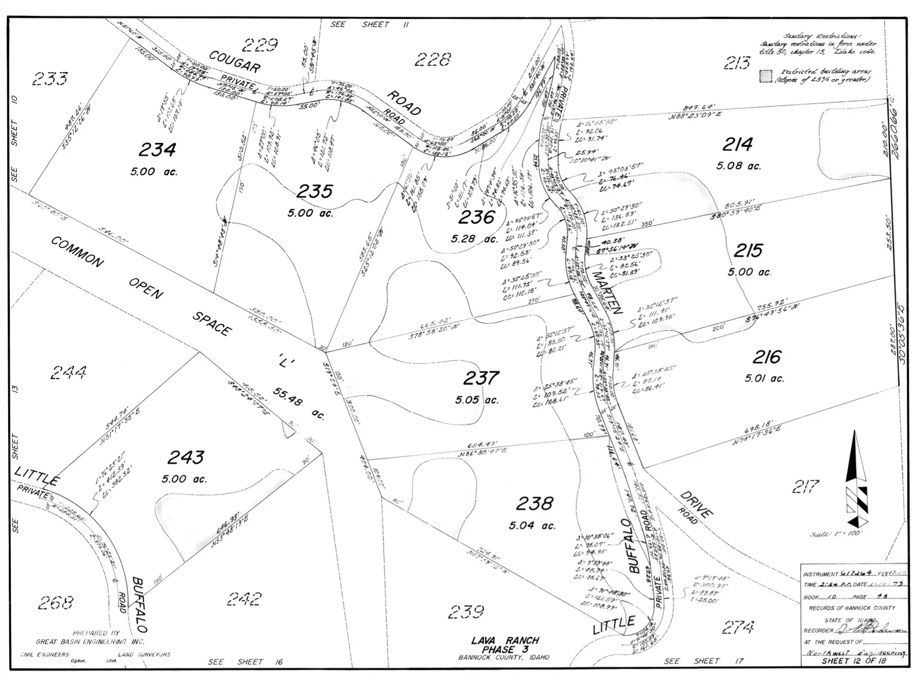 Plat Map. Illustrating property divisions, parcel numbers, and dimensions for the area