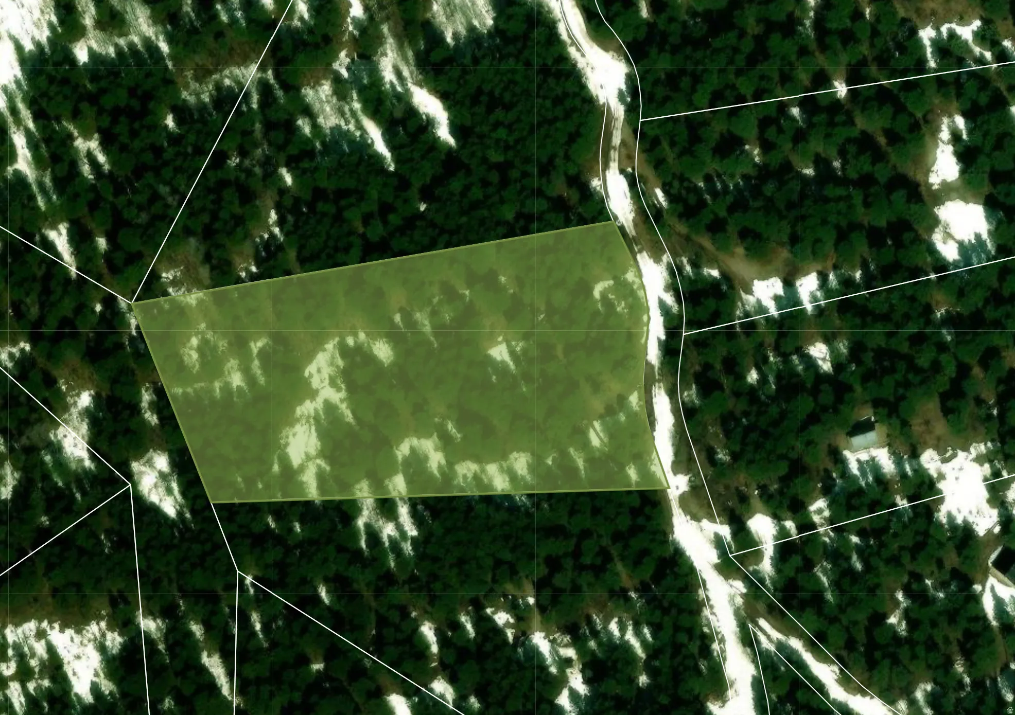 Aerial Map. Presenting the property boundaries and surrounding land features