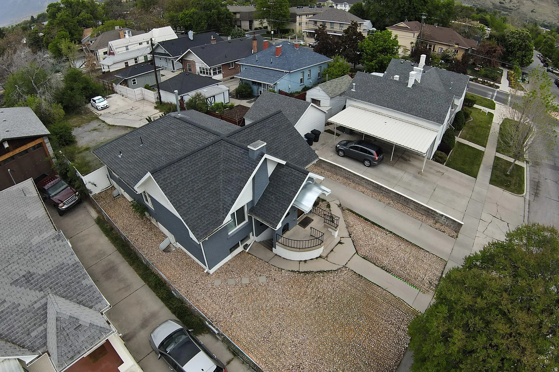 Aerial view of residential area