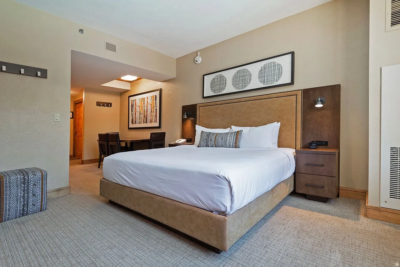 Spacious sleeping area with integrated dining space