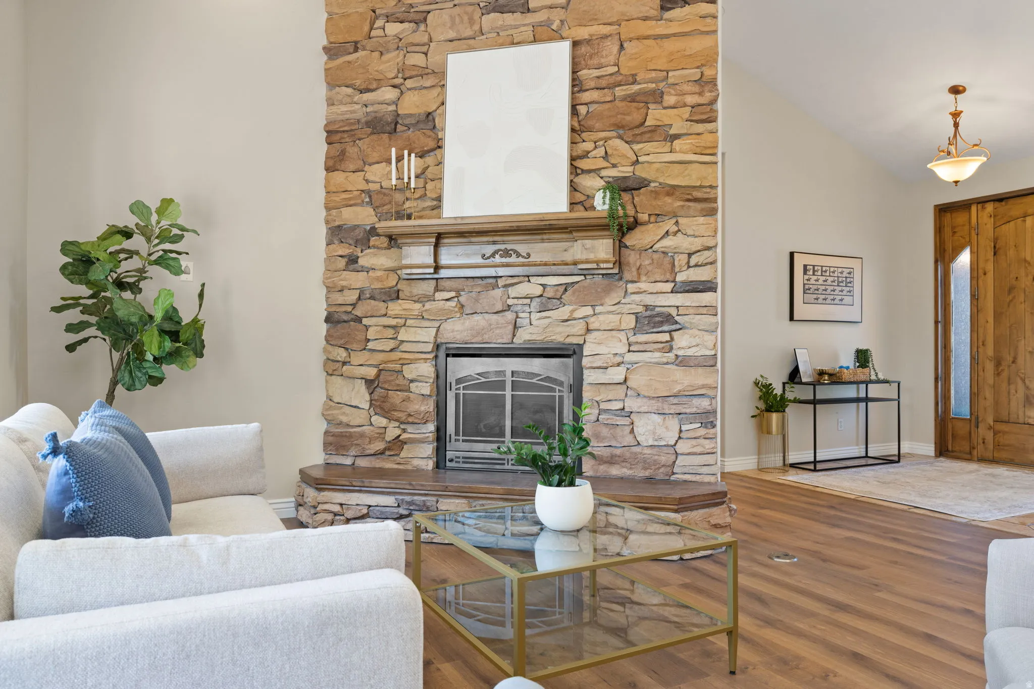 Flagstone fireplace