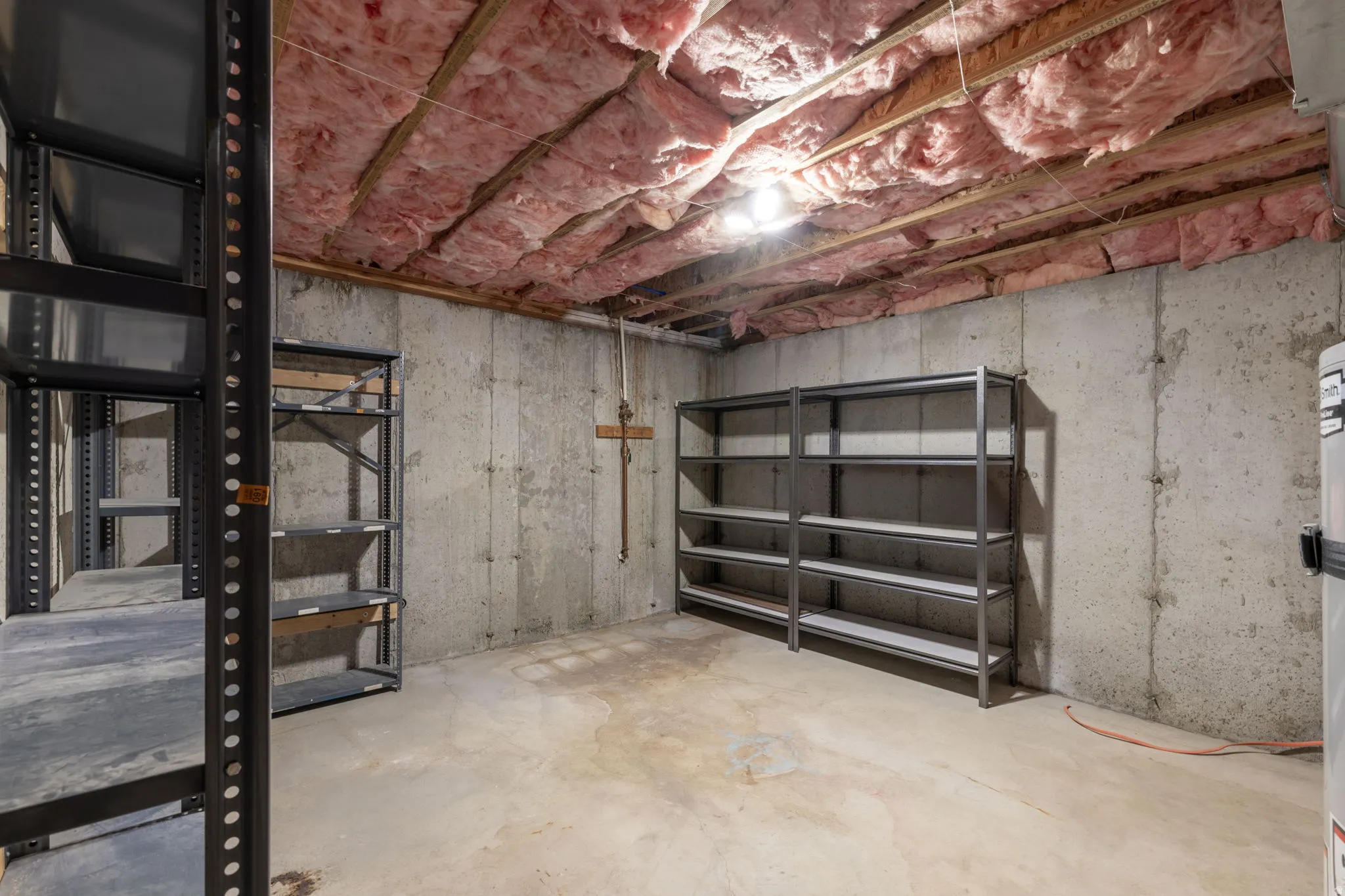 Utility storage area in basement
