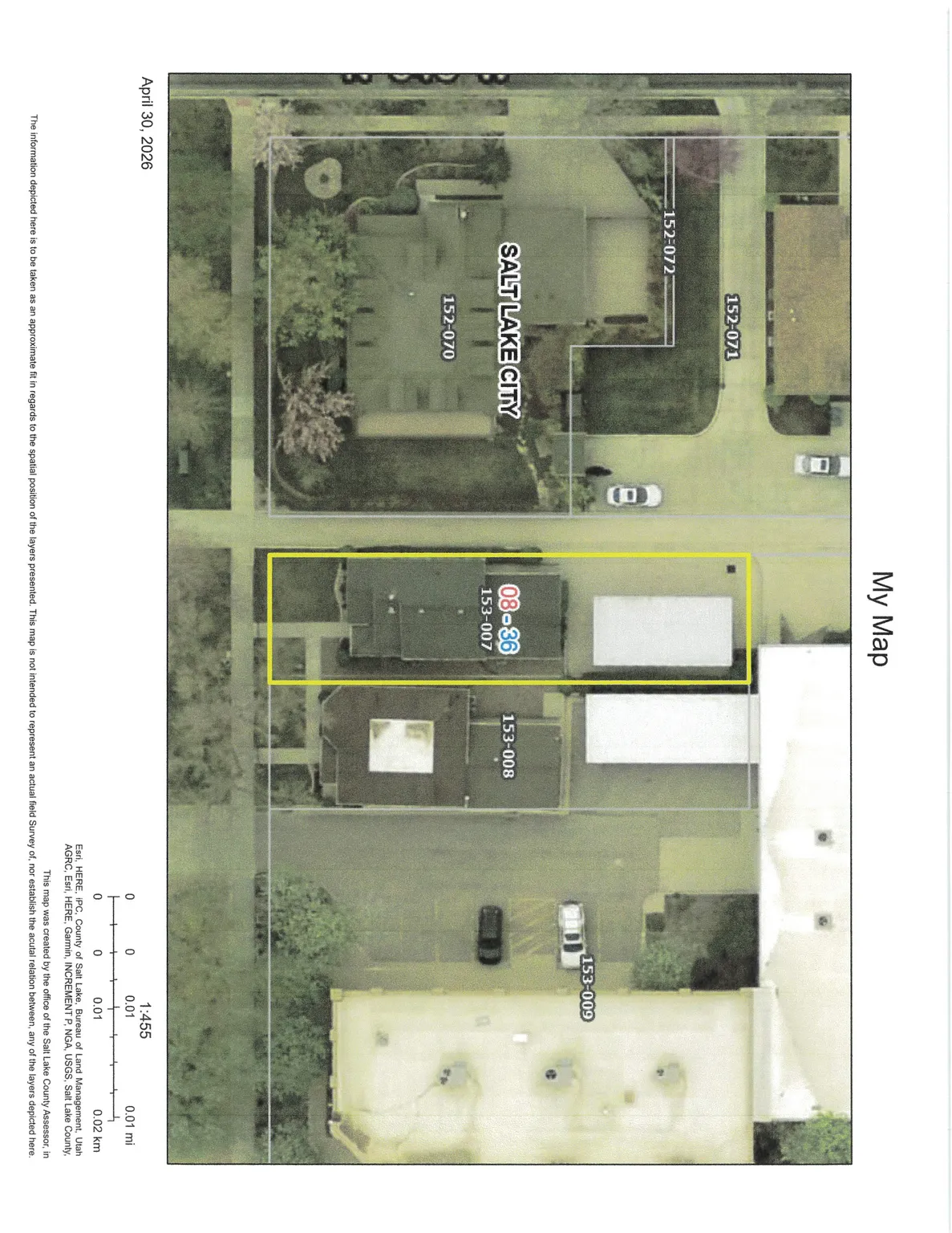 Property Map. Depicting the aerial representation of the property and surrounding parcels with identifying numbers