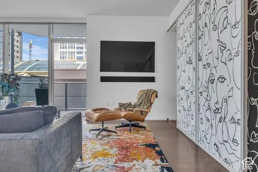 Living area featuring wood finished floors