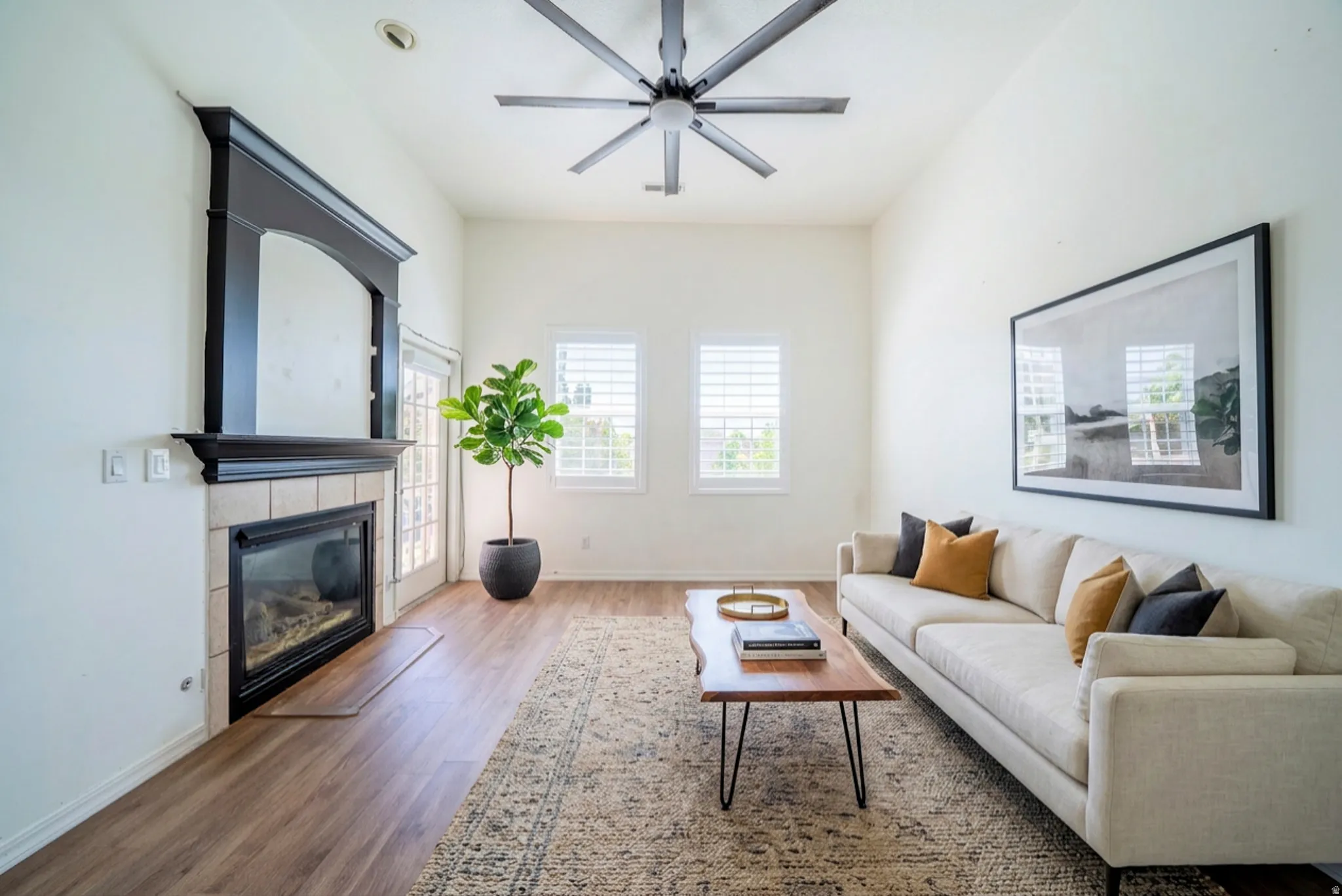 Virtually staged living room