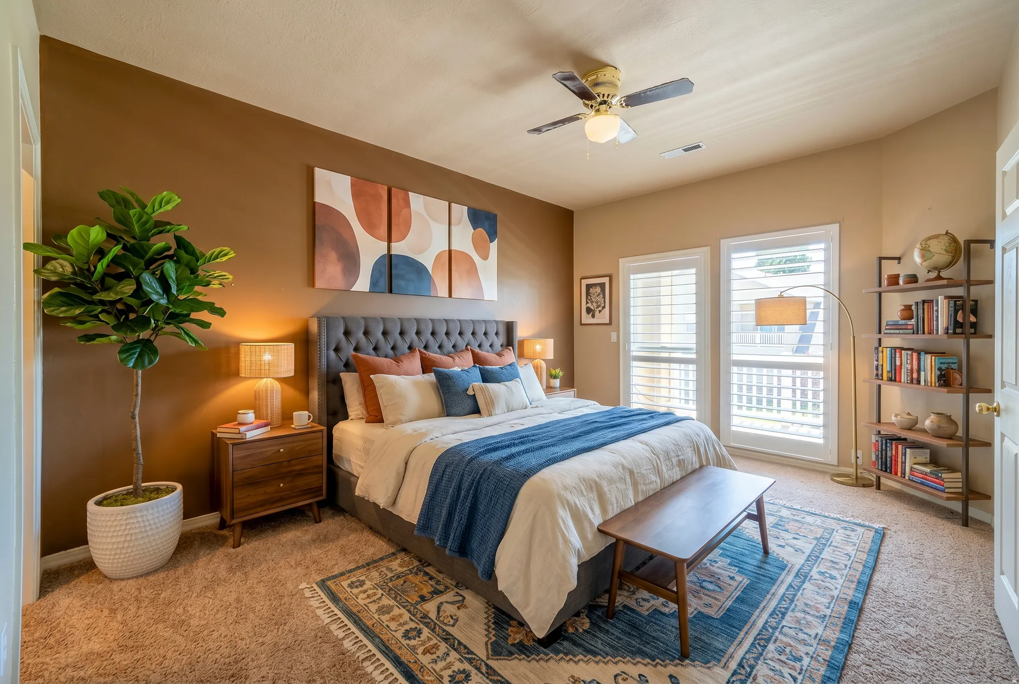 Virtually staged primary bedroom