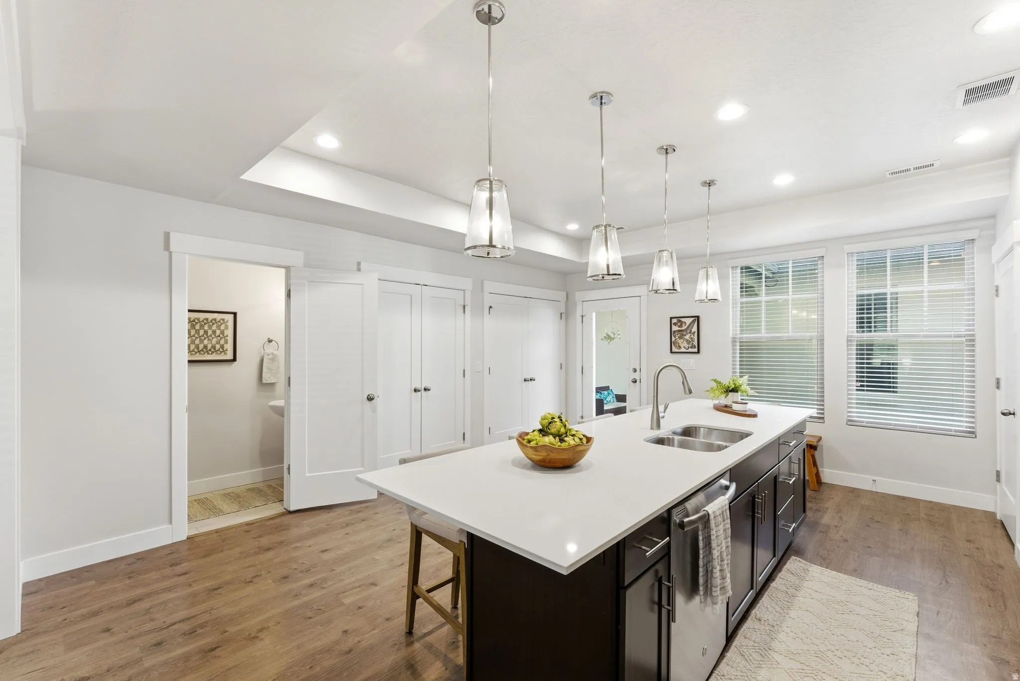 Powder room, laundry and private outdoor right off the kitchen