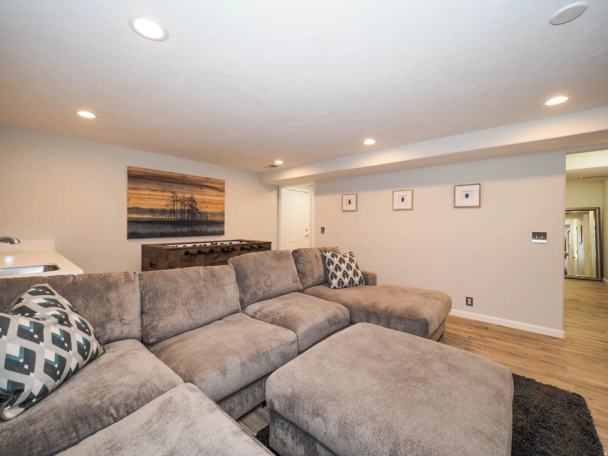 Fun, Entertaining, Spacious Family Room with Attractive Recessed Lighting, Wonderful Newer Wet Bar with Mini-Refrigerator!