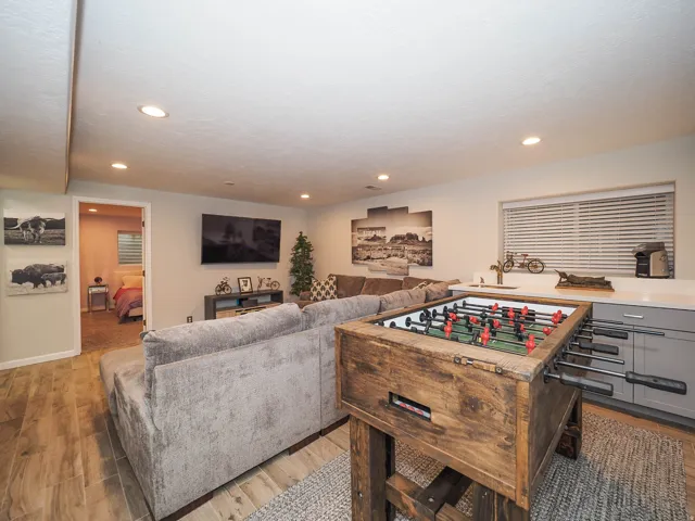 Fun, Entertaining, Spacious Family Room with Attractive Recessed Lighting, Wonderful Newer Wet Bar with Mini-Refrigerator!