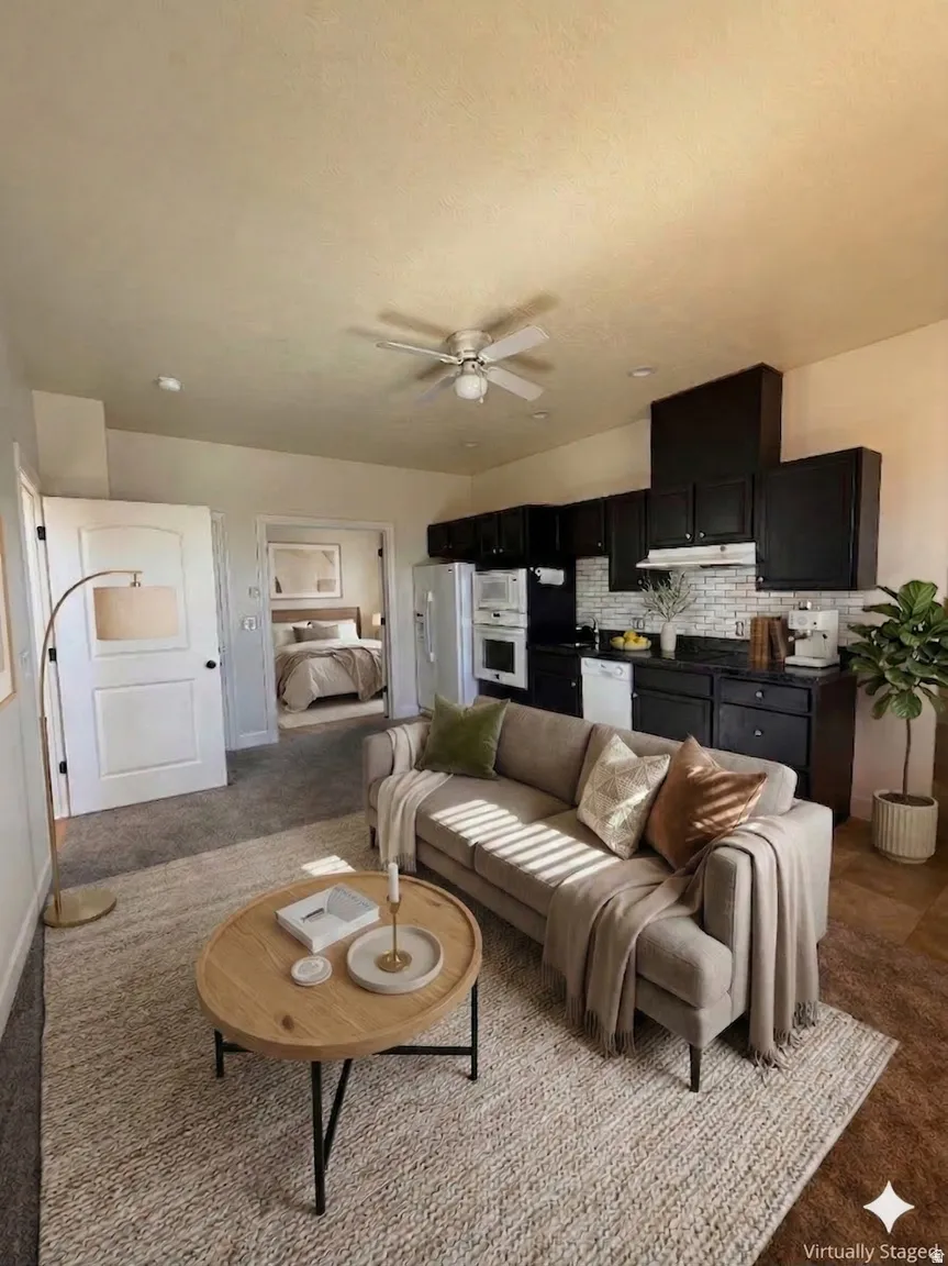 Living room and kitchen area in ADU