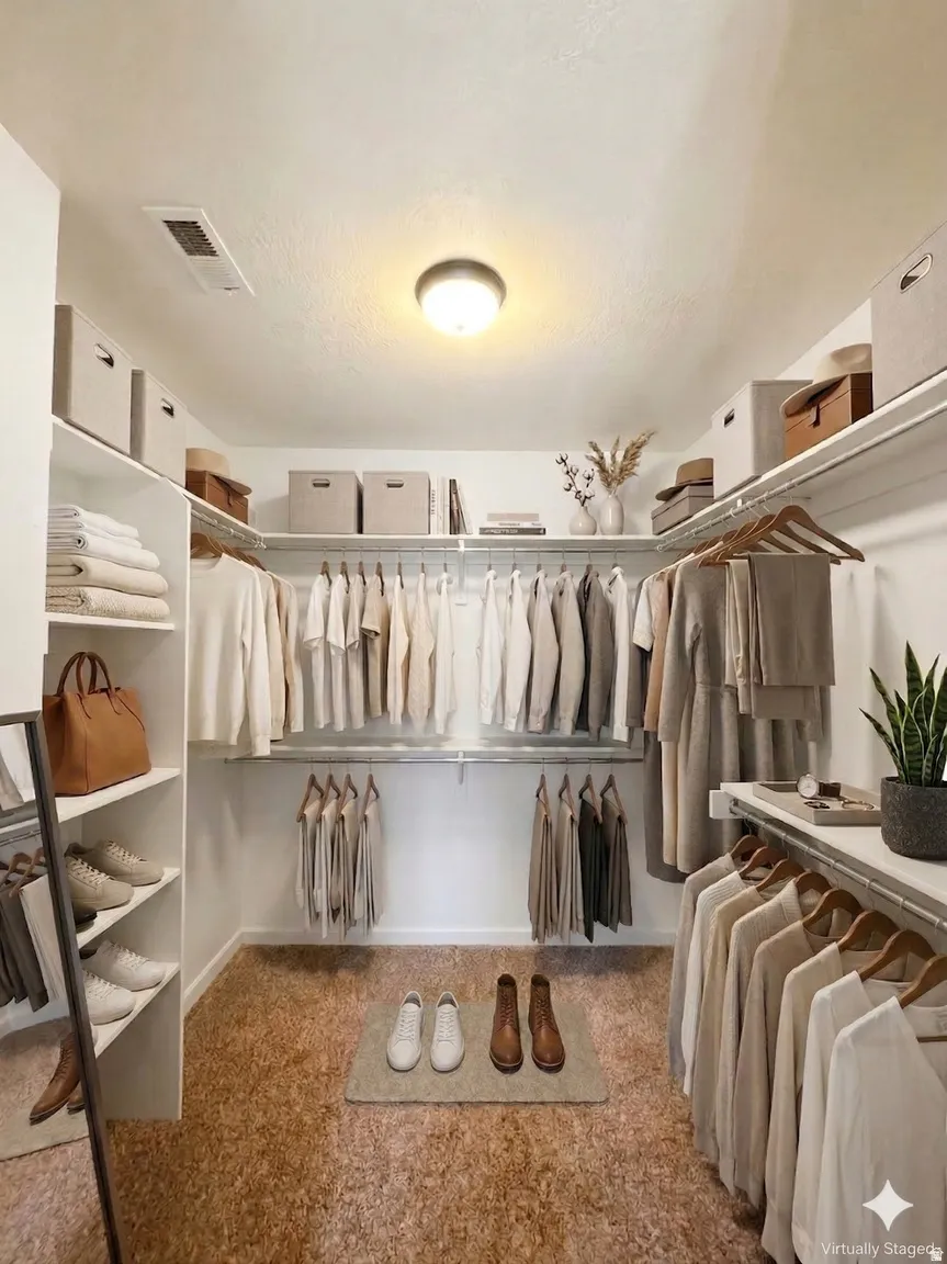 Walk in closet in master suite