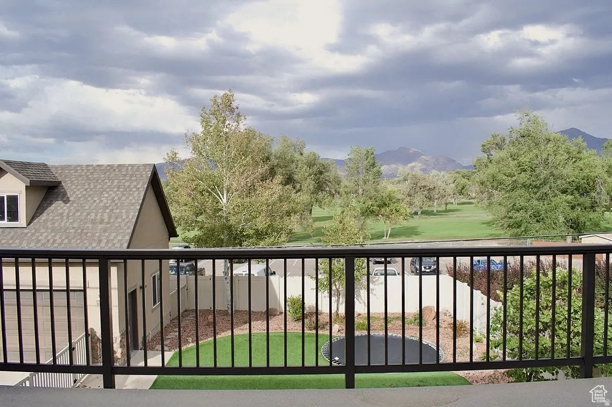 Balcony with a mountain view