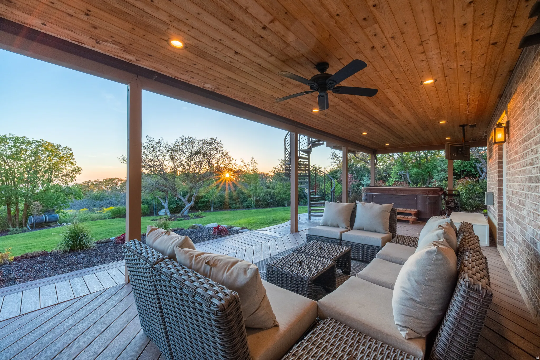 Lower patio at sunset