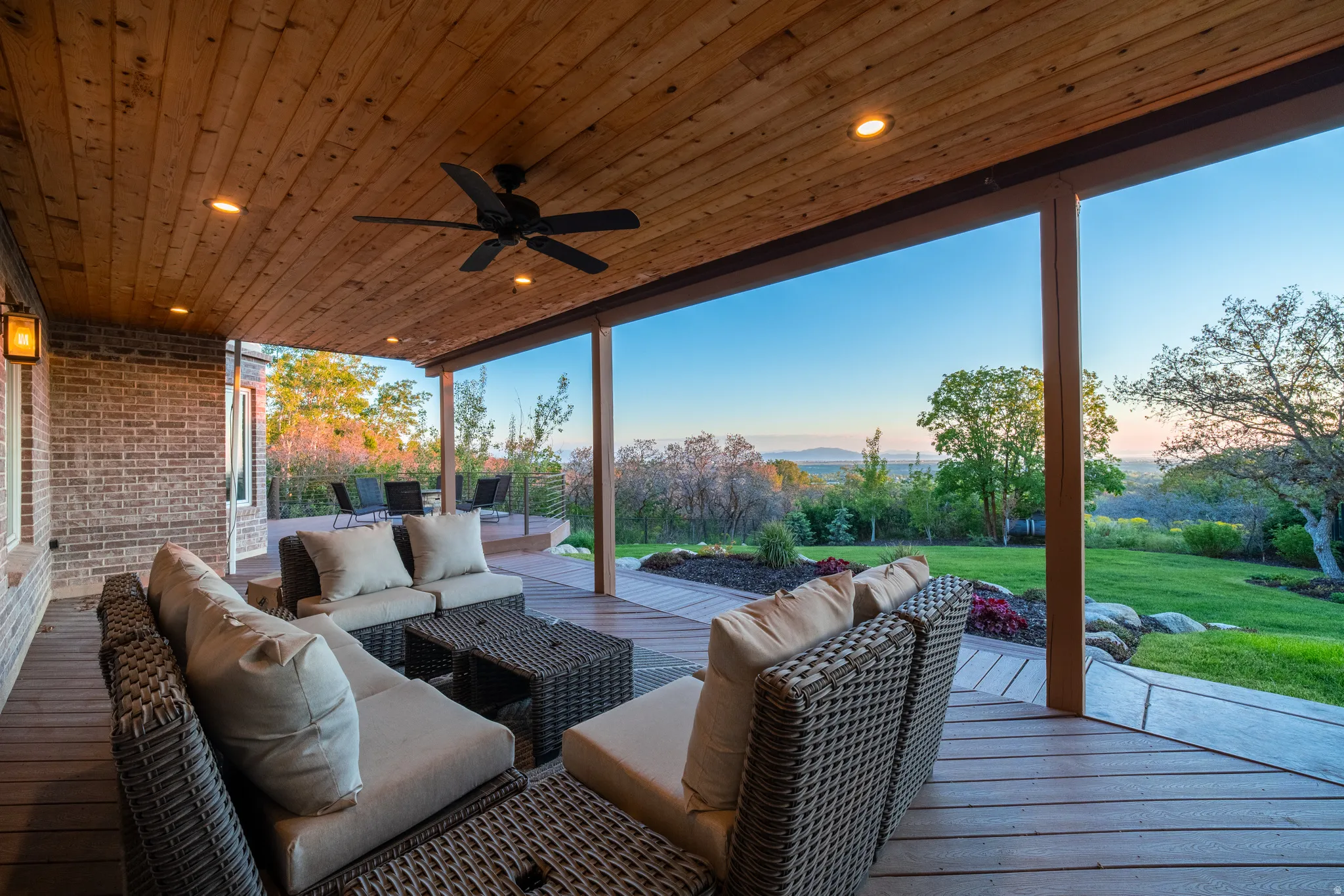 Lower patio at sunset