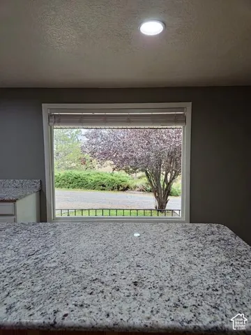 Spacious granite countertop with integrated lighting