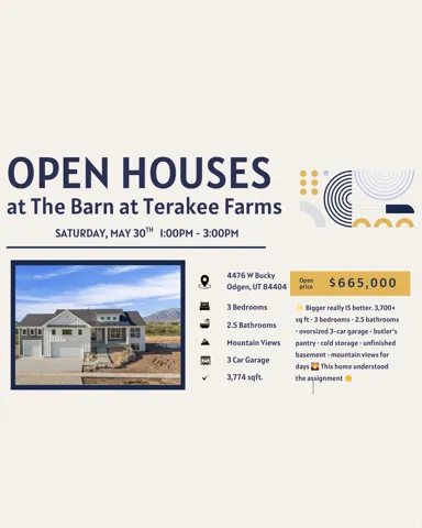 Open House Advertisement. Outlining property specifications and event details