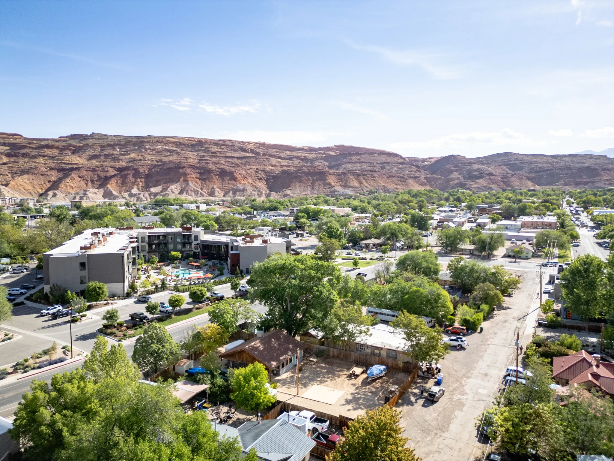Aerial view of a mountainous background
