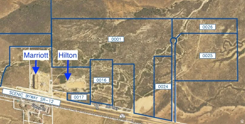 Property Map. Showing parcel boundaries and identified structures along SR-12