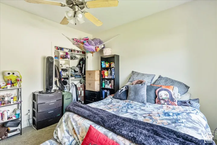 Recessed closet with shelving and hanging space